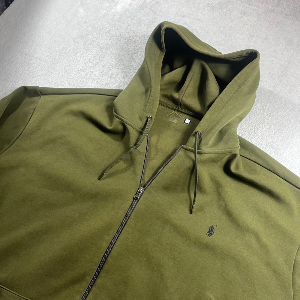 Polo Ralph Lauren Mens 6XB Olive Green Full Zip Hoodie Pony Logo Sweatshirt
